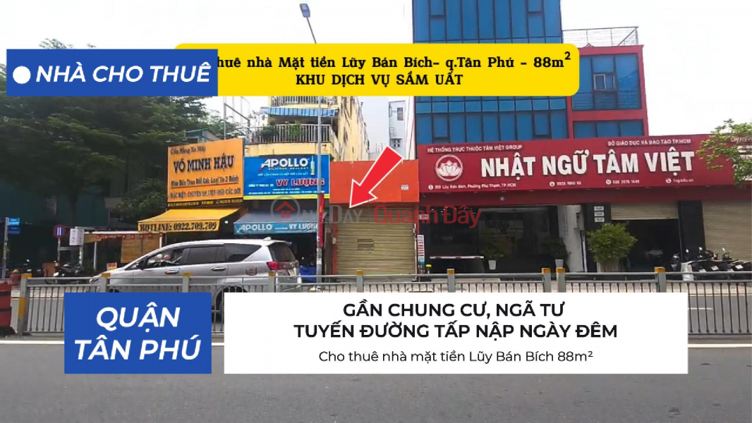 Cho thuê nhà mặt tiền Lũy Bán Bích 88m² - KHU DỊCH VỤ SẦM UẤT Niêm yết cho thuê