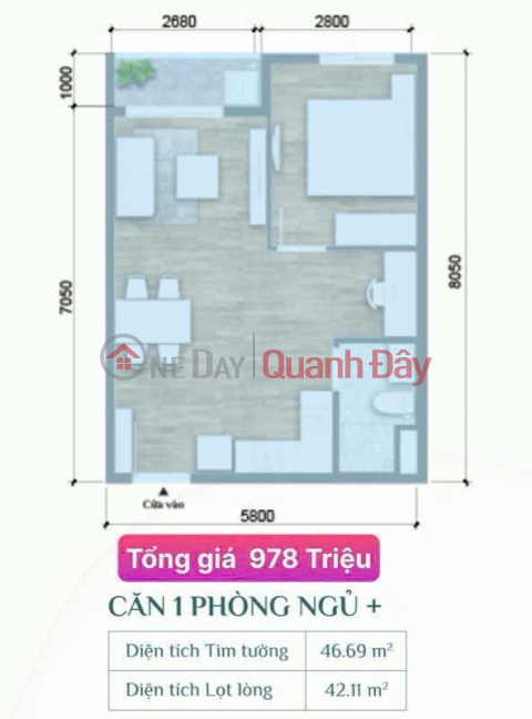 Own a K-Home 1-bedroom apartment with Singaporean standards - Good price only 978 million _0