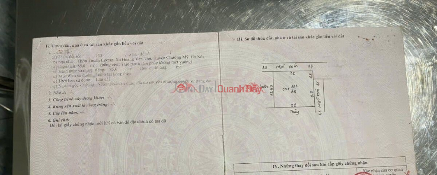 đ 2,3 tỷ, CHÍNH CHỦ CẦN BÁN LÔ ĐẤT TẶNG NHÀ 85M TẠI HOÀN VĂN THỤ-CHƯƠNG MỸ-HÀ NỘI