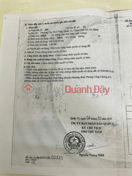 Property Search Vietnam | OneDay | Nhà ở Niêm yết bán BÁN NHÀ VỊ TRÍ ĐẸP, HẺM XE HƠI RỘNG 2 XE Ô TÔ TRÁNH NHAU TẠI quận 12 TP HCM