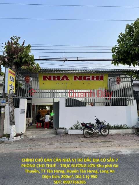CHÍNH CHỦ BÁN CĂN NHÀ VỊ TRÍ ĐẮC ĐỊA CÓ SẴN 7 PHÒNG CHO THUÊ – TRỤC ĐƯỜNG LỚN TT Tân Hưng, Long An _0