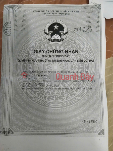 HOT DEAL - OWNER SELLING DIRECTLY - SPECIAL PRICE! HOUSE FOR SALE QUICKLY IN GO VAP DISTRICT, HO CHI MINH CITY., Vietnam Sales, đ 5 Billion