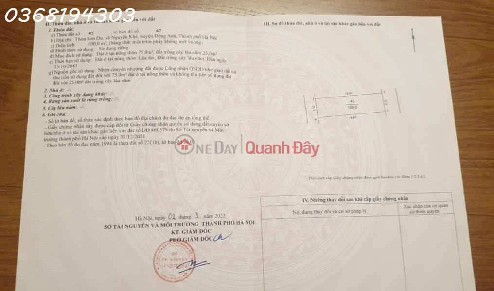 Property Search Vietnam | OneDay | Residential, Sales Listings LAND FOR SALE 100M2 SON DU NGUYEN KHE DONG ANH - VIEWING VO NGUYEN GIAP STREET