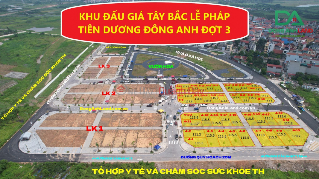 Khu đất đấu giá Lễ Pháp, Tiên Dương, Đông Anh gần cầu Nhật Tân Niêm yết bán