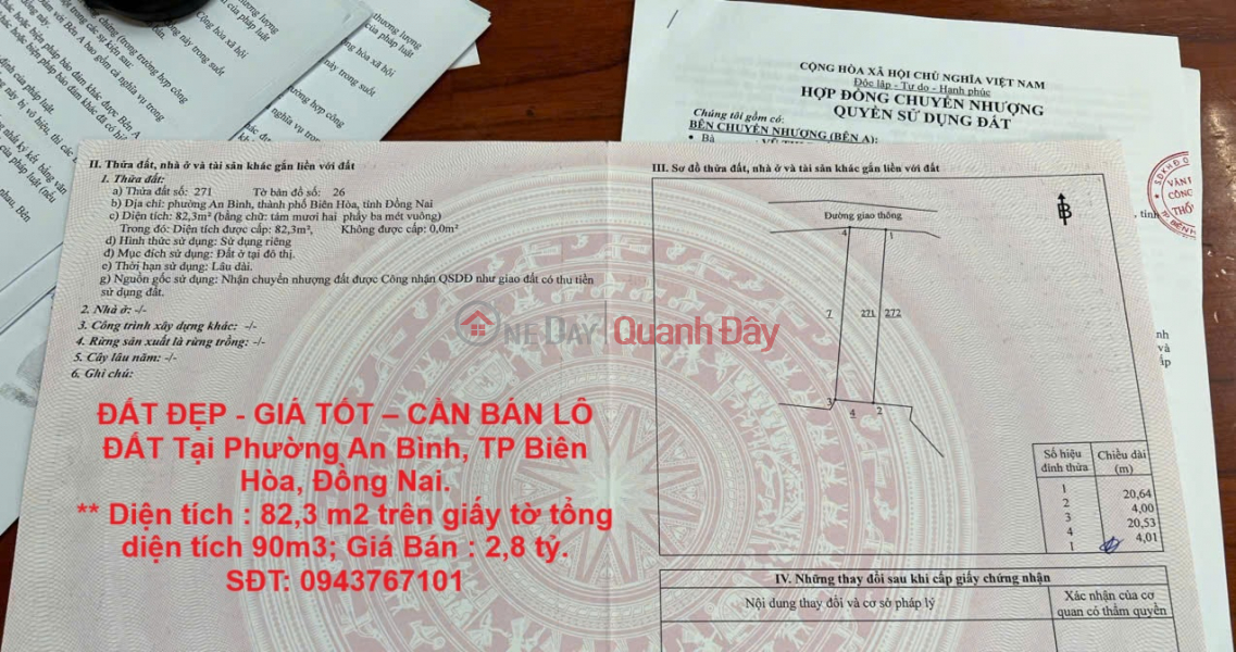 BEAUTIFUL LAND - GOOD PRICE - LAND FOR SALE In An Binh Ward, Bien Hoa City, Dong Nai. Sales Listings