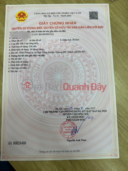 đ 10 triệu, CHÍNH CHỦ BÁN LÔ ĐẤT ĐẸP 80M TẠI HỢP ĐỒNG-CHƯƠNG MỸ-HÀ NỘI