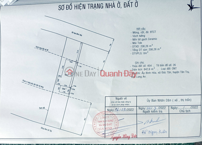 Property Search Vietnam | OneDay | Nhà ở Niêm yết bán Bán gấp lô đất thổ có nhà mặt tiền sông Vàm Cỏ Tây giá 2,1 tỷ