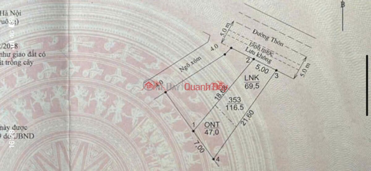CHÍNH CHỦ CẦN BÁN LÔ ĐẤT MẶT TRỤC KINH DOANH 116,5M TẠI ĐÔNG SƠN-CHƯƠNG MỸ-HÀ NỘI | Việt Nam Bán đ 4,2 tỷ