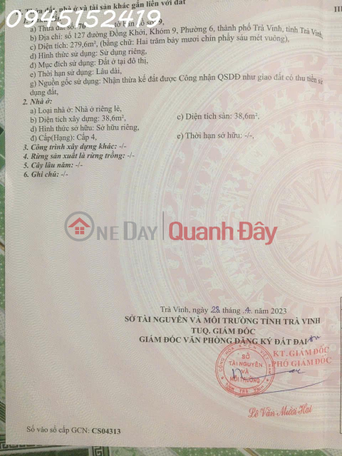 Chính chủ cần bán lô đất siêu đẹp tại Đồng Khởi, phường 6, Trà Vinh, 279,6m2, giá 2,9 tỷ _0
