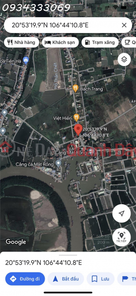 Selling land corner lot of 400m2, 15-20m long, Mat Rong fishing port, Lap Le, Thuy Nguyen, foot of Ngo Quyen bridge,... potential for growth Sales Listings