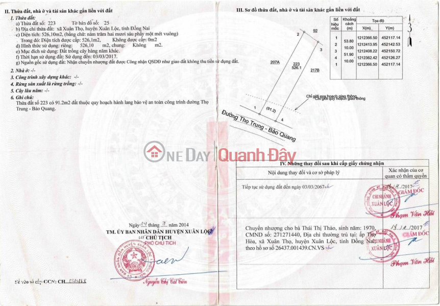 OWNER FOR SELLING 2 ADJUSTABLE LOTS Location Xuan Tho Commune, Xuan Loc District, Dong Nai Province Sales Listings