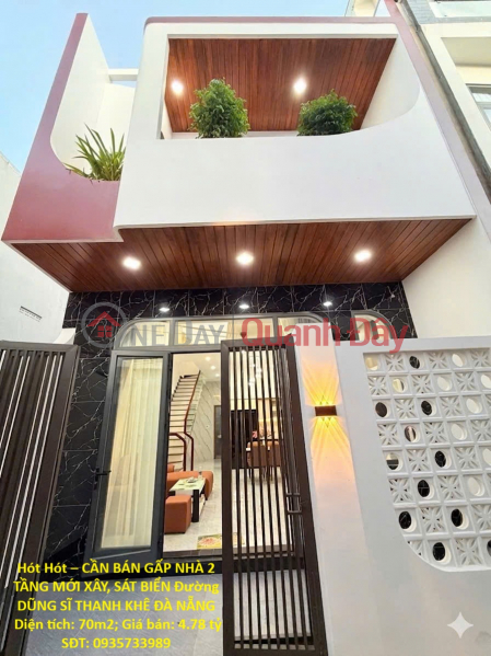Hot Hot – URGENT SALE: Newly built 2-story house, right by the beach, Dung Si Thanh Khe Street, Da Nang. Sales Listings
