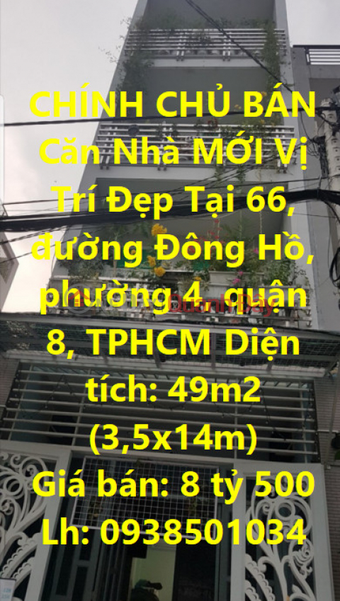 CHÍNH CHỦ BÁN Căn Nhà MỚI Vị Trí Đẹp Tại quận 8, TPHCM _0