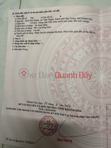 ĐẤT ĐẸP - GIÁ TỐT - Bán Lô Đất Vị Trí Đẹp Tại Phường Vĩnh Thạnh, TP.Nha Trang, Khánh Hòa Niêm yết bán