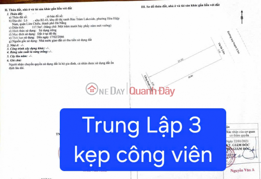 Property Search Vietnam | OneDay | Residential, Sales Listings Land for sale on Trung Lap 3 Street - A very spacious and beautiful plot next to a park.