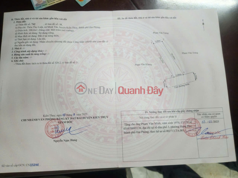 Property Search Vietnam | OneDay | Nhà ở Niêm yết bán | Lô đẹp mặt đường 8m Thọ Linh – Minh Tân, giá chỉ 2,5x tỷ, hiếm trong tầm tài chính! ZALO 0567 222 555