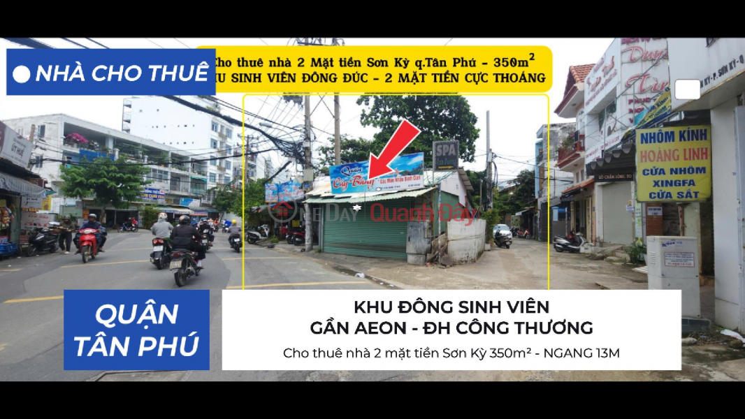 Cho thuê nhà 2 mặt tiền Sơn Kỳ 350m² - NGANG 13M - GẦN ĐH CÔNG THƯƠNG Niêm yết cho thuê