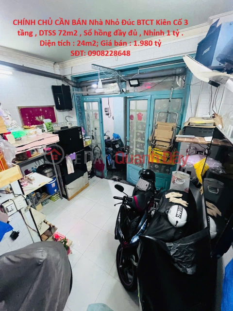 OWNER NEEDS TO SELL A 3-storey Solid Concrete House, Area 72m2, Full Pink Book, Over 1 billion. _0