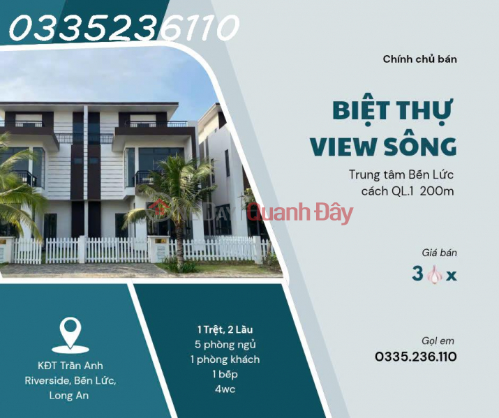 3.2 TỶ – BIỆT THỰ VIEW SÔNG GIÁ CHƯA TĂNG Niêm yết bán