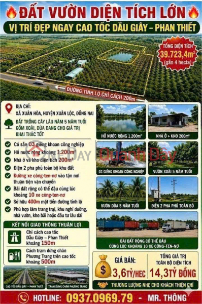 đ 14,4 tỷ | ĐẤT ĐẸP - GIÁ TỐT CHÍNH CHỦ Cần Bán GẤP Lô đất 4ha Tại Xã Xuân Hoà, Xuân Lộc- Đồng Nai