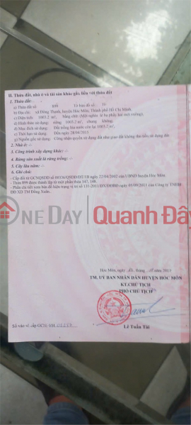 Property Search Vietnam | OneDay | Residential | Sales Listings Beautiful land - good price Owner needs to quickly sell a lot of land in Dong Thanh commune, Hoc Mon district, HCMC