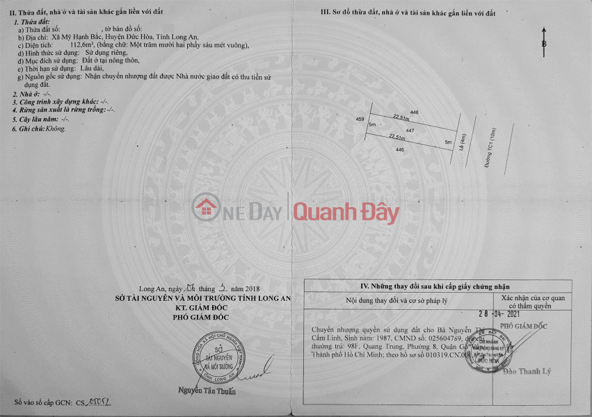ĐẤT ĐẸP - GIÁ TỐT - Bán Đất Chính Chủ Xã Mỹ Hạnh Bắc, Huyện Đức Hòa, Tỉnh Long An Niêm yết bán