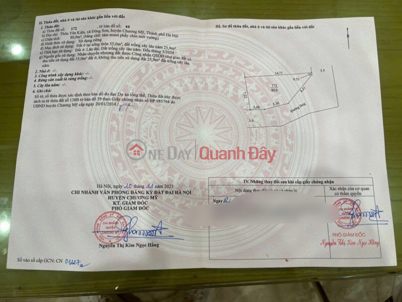 OWNER SELLS BEAUTIFUL LAND LOT OF 80.9M2 IN DONG SON-CHUONG MY-HANOI | Vietnam, Sales đ 10 Million