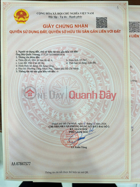 Property Search Vietnam | OneDay | Niêm yết bán | NGAY MAN THIỆN TĂNG NHƠN PHÚ A, HẺM XE HƠI, 64M2, GIÁ 4.8 TỶ.