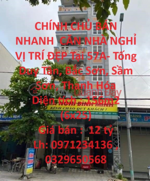 CHÍNH CHỦ BÁN NHANH CĂN NHÀ NGHỈ VỊ TRÍ ĐẸP Tại Tống Duy Tân, Bắc Sơn, Sầm Sơn, Thanh Hóa _0