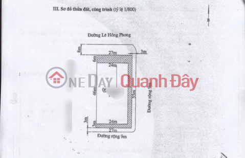 Bán lô đất 3 mặt đường DT 1485M Đường Lê Hồng Phong Hải An HP _0