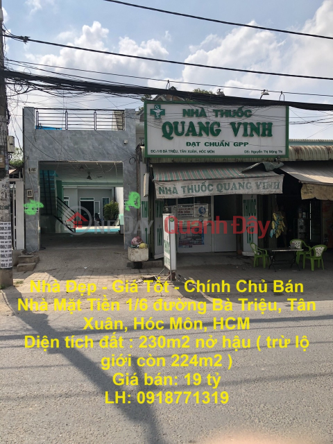 Nhà Đẹp - Giá Tốt - Chính Chủ Bán Nhà Mặt Tiền 1/6 đường Bà Triệu, Tân Xuân, Hóc Môn, HCM _0