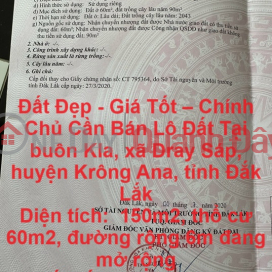 Đất Đẹp - Giá Tốt – Chính Chủ Cần Bán Lô Đất Tại huyện Krông Ana, tỉnh Đắk Lắk _0