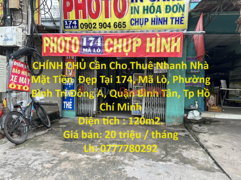 CHÍNH CHỦ Cần Cho Thuê Nhanh Nhà Mặt Tiền Đẹp Tại Quận Bình Tân , TP HCM Niêm yết cho thuê