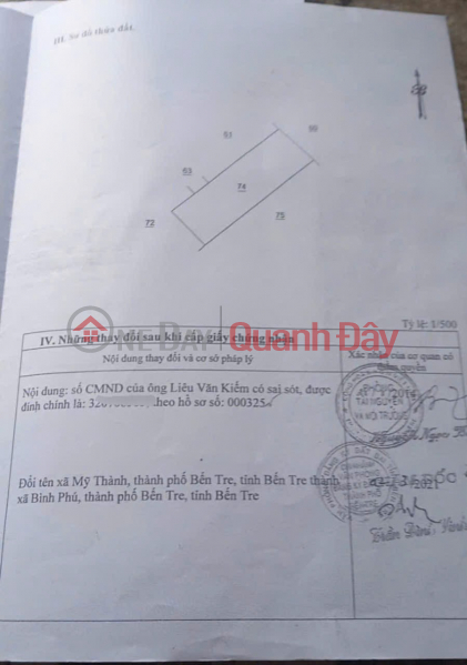 Property Search Vietnam | OneDay | Nhà ở Niêm yết bán ĐẤT ĐẸP - GIÁ TỐT - Chính Chủ Bán GẤP Lô Đất Tiềm Năng Tại Xã Mỹ Thành, TP Bến Tre