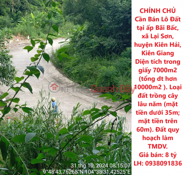 OWNER Needs to Sell Land Lot in Bai Bac Hamlet, Lai Son Commune, Kien Hai District, Kien Giang Sales Listings