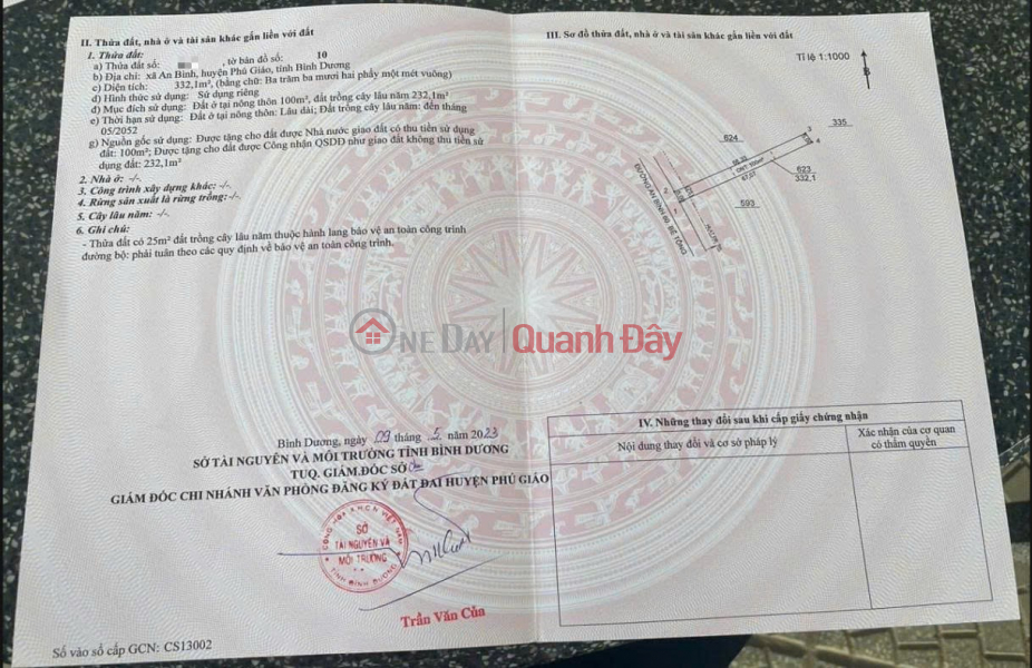 BEAUTIFUL LAND - GOOD PRICE - OWNER FOR SALE AT 623, DT 741 Street, An Binh Commune, Phu Giao District, Binh Duong Sales Listings