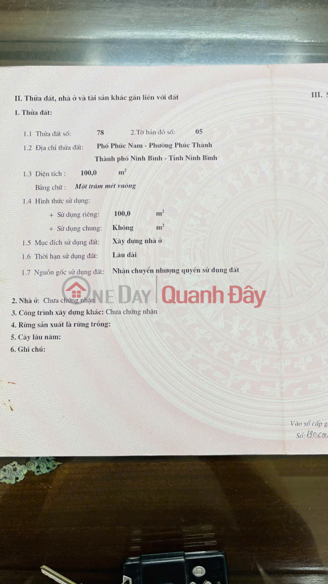 CHÍNH CHỦ cần bán đất tại phố Phúc Nam, P. Vân Giang ( Phúc Thành cũ) TP Hoa Lư, Ninh Bình. _0