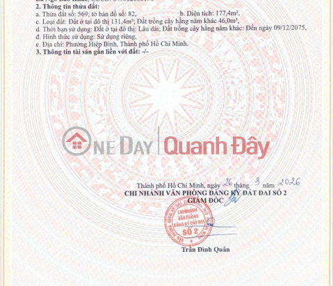 Selling a huge plot of land measuring 177m2 at 505\/33 National Highway 13, just 200m from Van Phuc Gate. _0