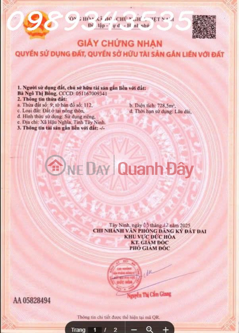 Siêu phẩm đất mặt tiền đường nhựa Thị Trấn Hậu Nghĩa, Long An, giá đầu tư _0