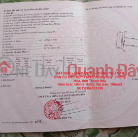 BEAUTIFUL LAND - INVESTMENT PRICE - OWNER NEEDS TO SELL BEAUTIFUL LAND LOT IN Hoang Quy commune, Hoang Hoa, Thanh Hoa province _0