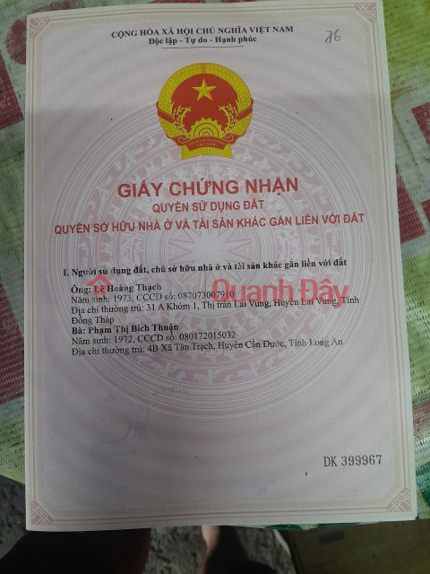 ĐẤT CHÍNH CHỦ - Giá tốt - Vị Trí Đẹp tại khu phố 3, thị trấn Bến Cầu, Tây Ninh _0