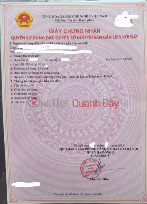 OWNER selling land in Group 6, National Highway 6, Yen Nghia Ward, Hanoi (formerly Dong Mai Ward, Ha Dong District). _0