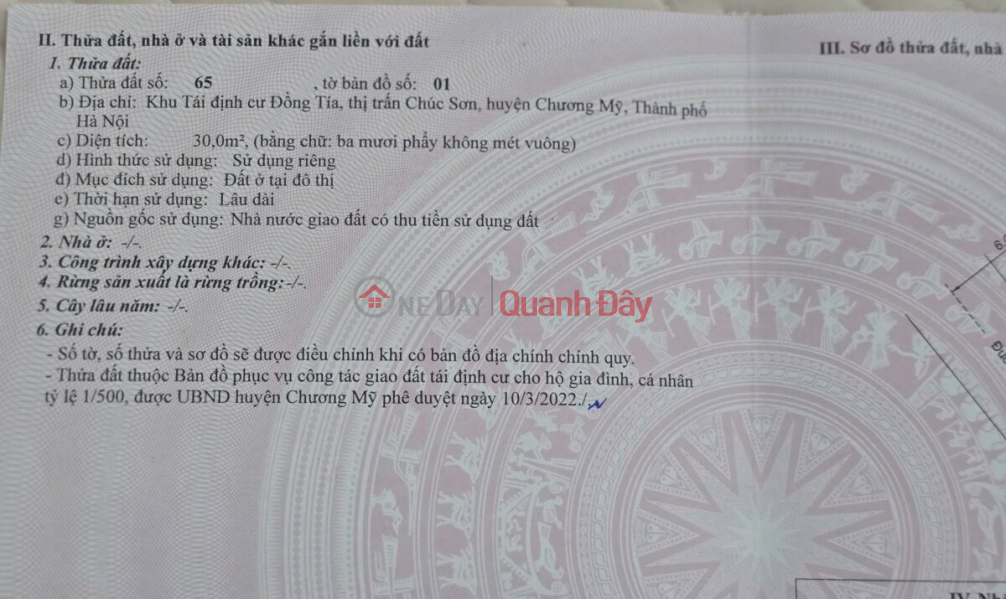 Property Search Vietnam | OneDay | Residential | Sales Listings, 30M2 LAND FOR SALE AT DONG TIA SERVICE - CHUC SON CENTER - CHUONG MY - HANOI