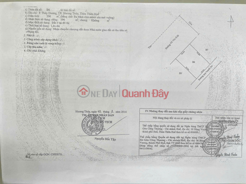 ĐẤT ĐẸP–GIÁ TỐT–CẦN BÁN GẤP –Đường Võ Văn Kiệt (Vành đai 3) – P.Thủy Dương – TX.Hương Thủy – TP Huế Niêm yết bán