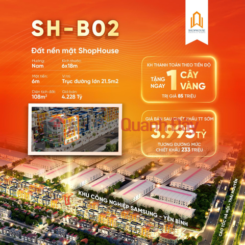 CỰC HIẾM - Đất nền Shophouse gần KCN, sẵn sổ đó, đầu tư lãi hơn shop chân đế chung cư. _0