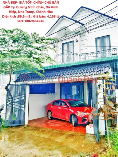 NHÀ ĐẸP- GIÁ TỐT- CHÍNH CHỦ BÁN GẤP Tại Xã Vĩnh Hiệp, Nha Trang Niêm yết bán