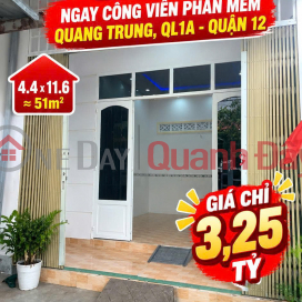House for sale, ground floor and mezzanine, near Quang Trung Software Park, District 12, 51m2, 5m alley, only 3.25 billion VND. _0