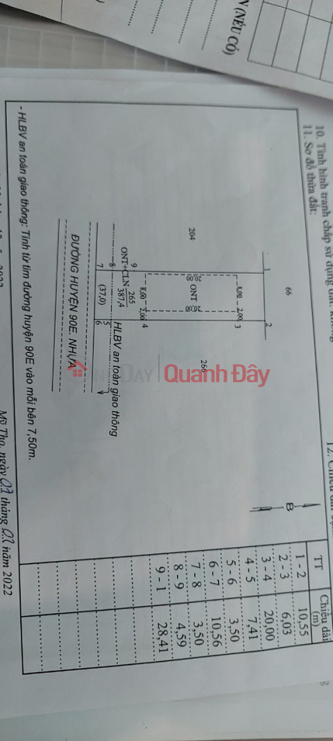 CHÍNH CHỦ CẦN BÁN NHANH Lô Đất Mặt Tiền Huyện Lộ 90E Thuộc TP Mỹ Tho - Tiền Giang _0