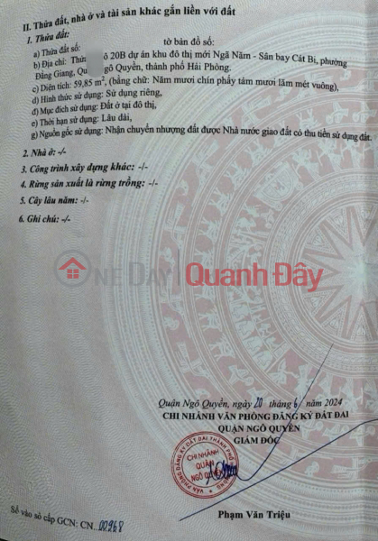 Bán đất lô 20 Lê Hồng Phong, 60m, đường 14m, Giá 7.2 tỉ, ngay sau Siêu thị GO | Việt Nam | Bán, đ 7,2 tỷ