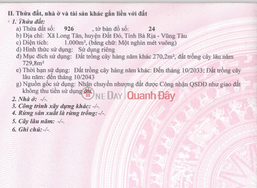 CHÍNH CHỦ Cần Bán 3 Lô Đất Liền Kề Vị Trí Đẹp Tại Xã Long Tân, Đất Đỏ, Bà Rịa Vũng Tàu Niêm yết bán